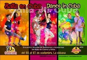 Dança em Cuba, programa especializado de Paradiso, agência de turismo cultural de Artex, acima neste ano a seu 10mo aniversário